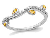 7/10 Carat (ctw) Citrine Vine Ring Band with Accent Diamonds in 14K White Gold